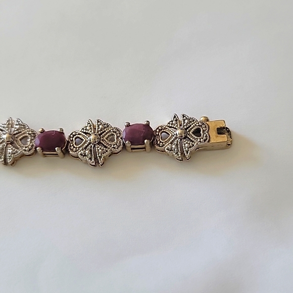 FAS 925 Art Deco Diamond & Ruby Bracelet - Picture 5 of 5